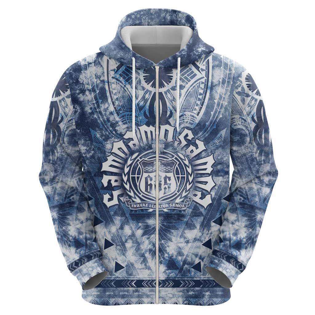 Samoa 685 Zip Hoodie Polynesian Pattern Tie Dye Style