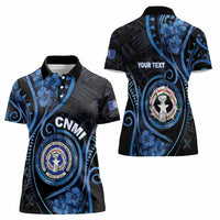 Personalized Northern Mariana Islands Women Polo Shirt Ocean Floral Pattern
