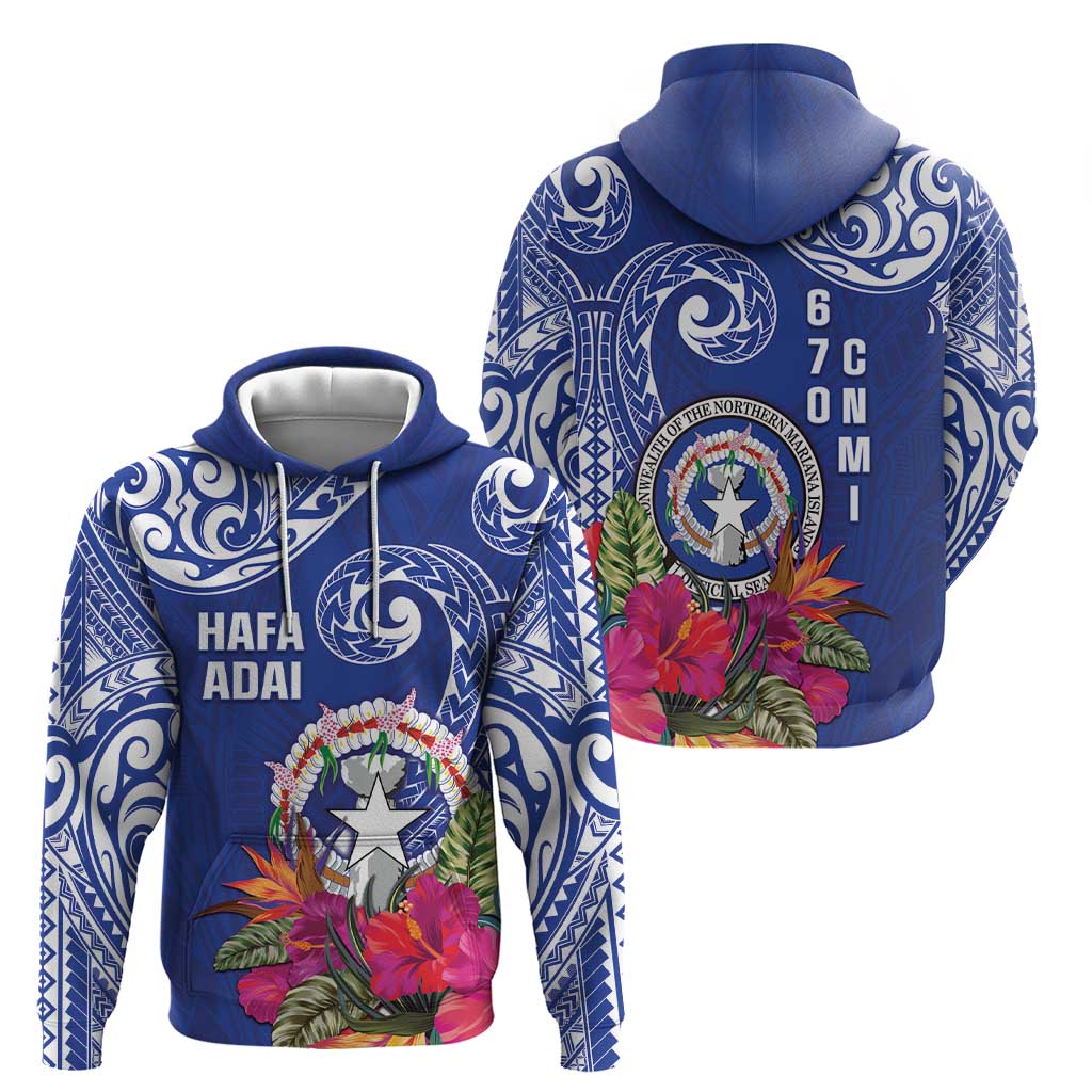 Hafa Adai Northern Mariana Islands Zip Hoodie Polynesian Tribal Pattern