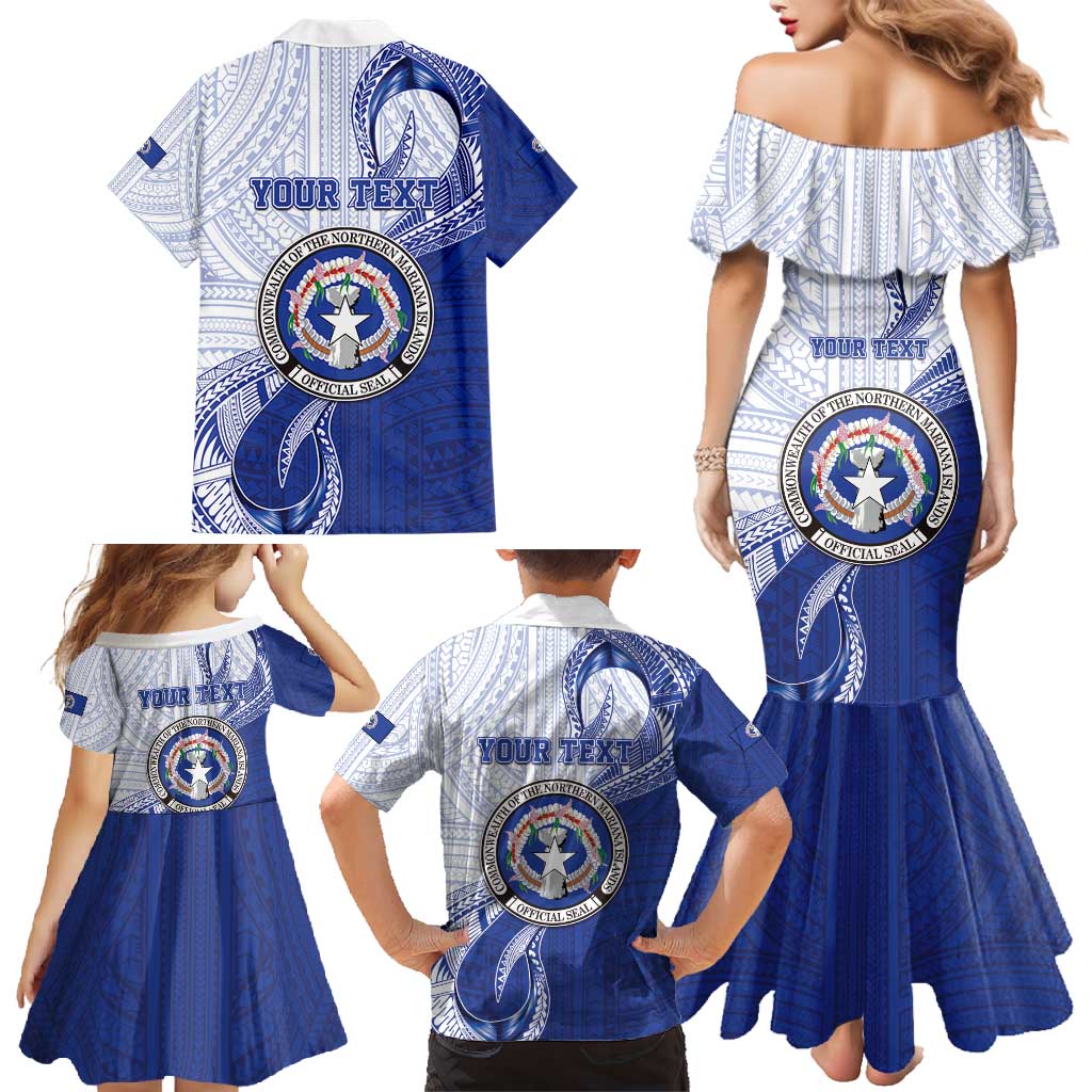 Personalized Northern Mariana Islands Family Matching Mermaid Dress and Hawaiian Shirt CNMI Seal