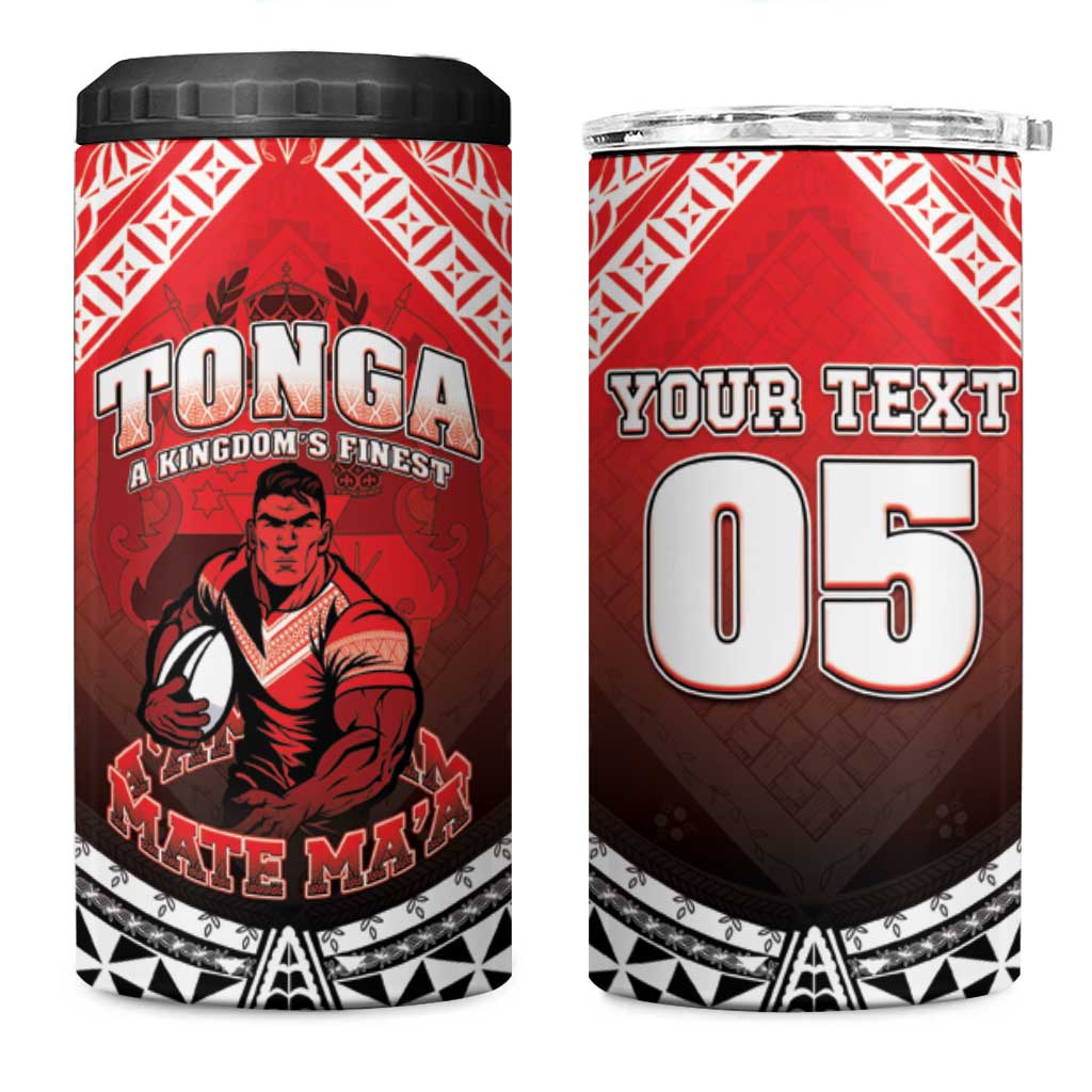 Custom Rugby Tonga MMT 4 in 1 Can Cooler Tumbler Mana O Tonga LT05 One Size: 16 oz Red - Polynesian Pride