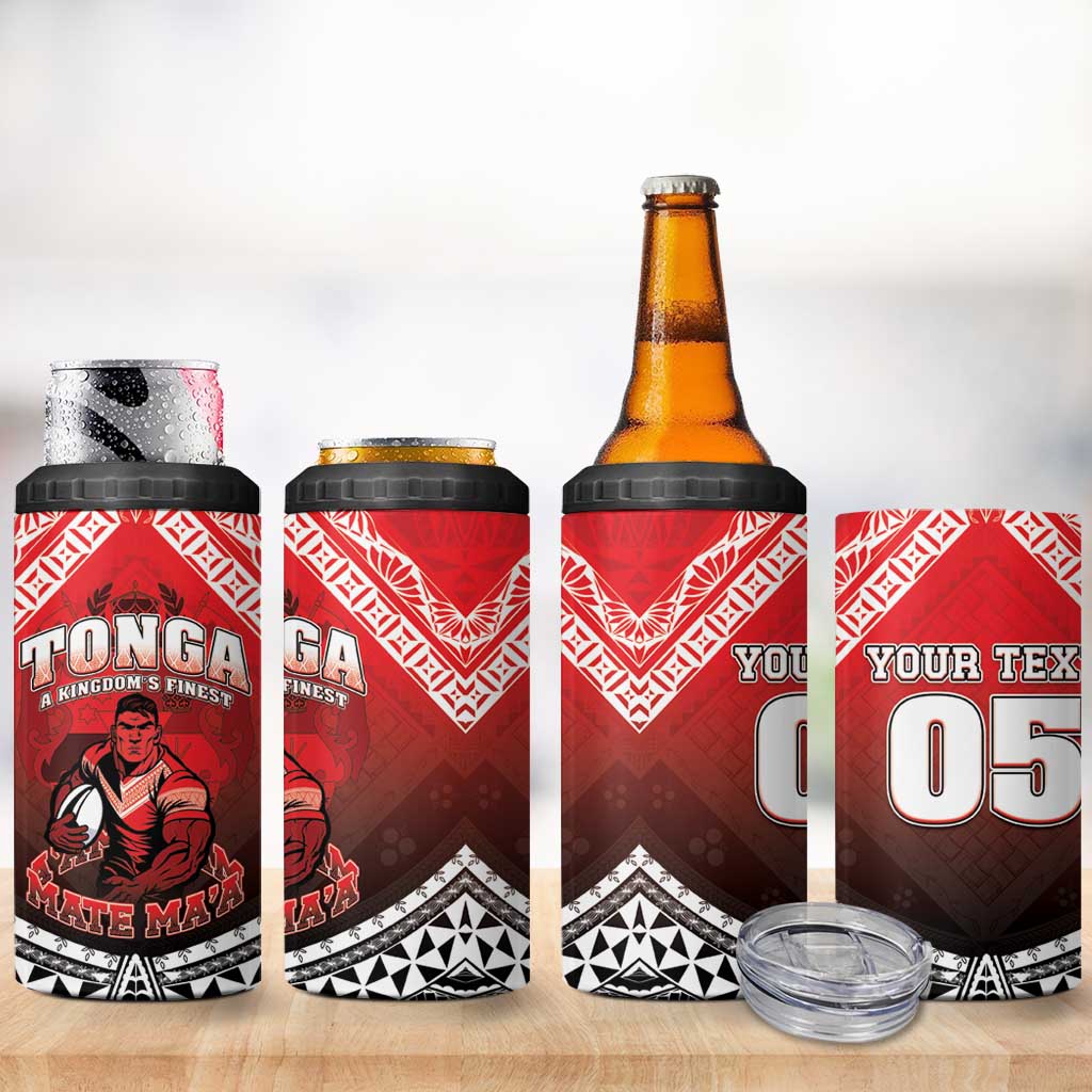 Custom Rugby Tonga MMT 4 in 1 Can Cooler Tumbler Mana O Tonga LT05 - Polynesian Pride