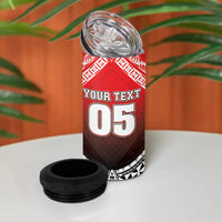 Custom Rugby Tonga MMT 4 in 1 Can Cooler Tumbler Mana O Tonga LT05 - Polynesian Pride