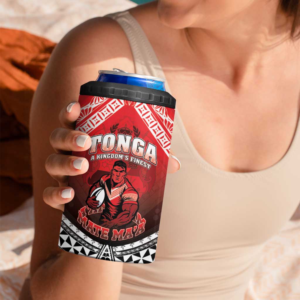 Custom Rugby Tonga MMT 4 in 1 Can Cooler Tumbler Mana O Tonga LT05 - Polynesian Pride
