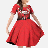 Custom Rugby Tonga MMT Family Matching Mermaid Dress and Hawaiian Shirt Mana O Tonga LT05 Daughter's Dress Red - Polynesian Pride