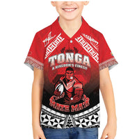 Custom Rugby Tonga MMT Family Matching Mermaid Dress and Hawaiian Shirt Mana O Tonga LT05 Son's Shirt Red - Polynesian Pride