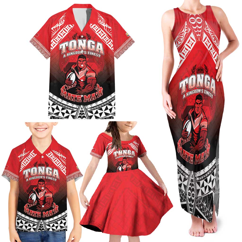 Custom Rugby Tonga MMT Family Matching Tank Maxi Dress and Hawaiian Shirt Mana O Tonga LT05 - Polynesian Pride