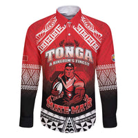 Custom Rugby Tonga MMT Family Matching Tank Maxi Dress and Hawaiian Shirt Mana O Tonga LT05 Dad's Shirt - Long Sleeve Red - Polynesian Pride