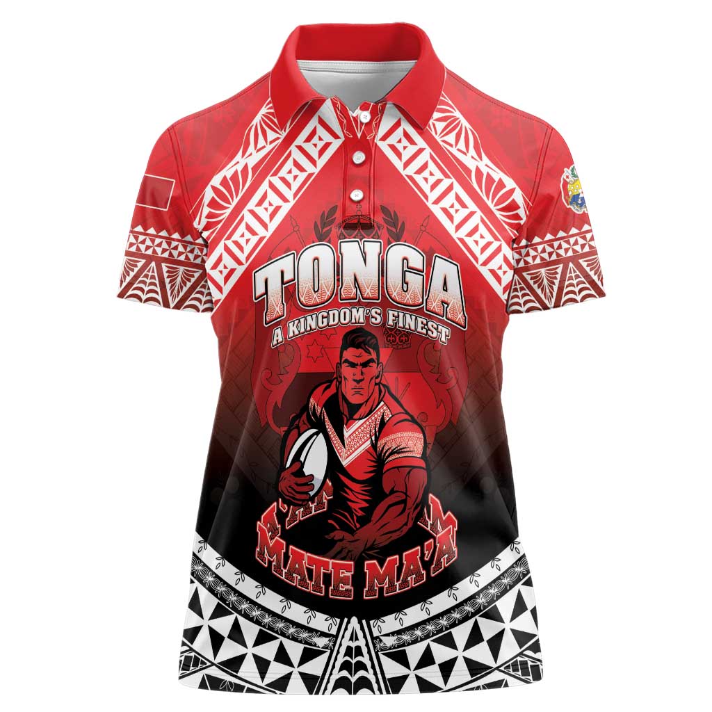 Custom Rugby Tonga MMT Women Polo Shirt Mana O Tonga LT05 Female Red - Polynesian Pride