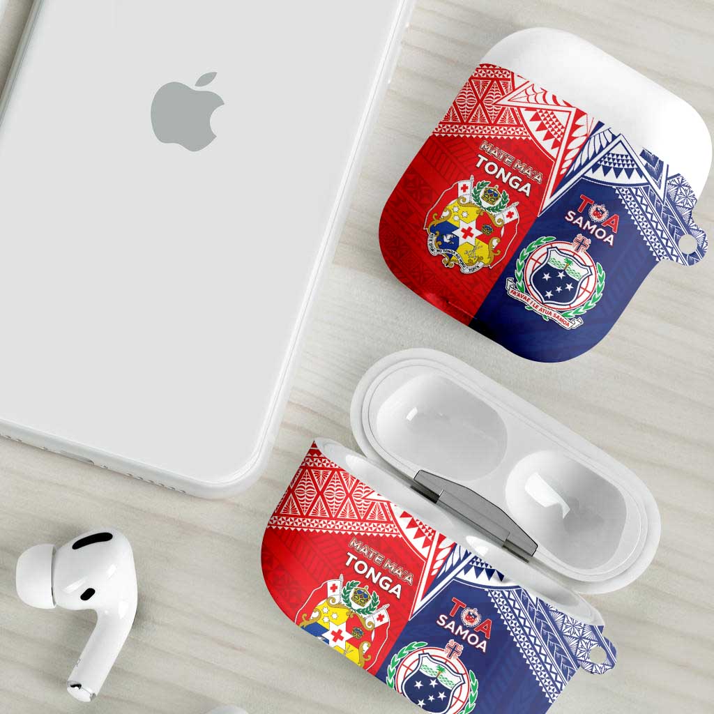 Rugby Samoa And Tonga AirPods Case Toa Samoa With Mate Maa - Polynesian Pride