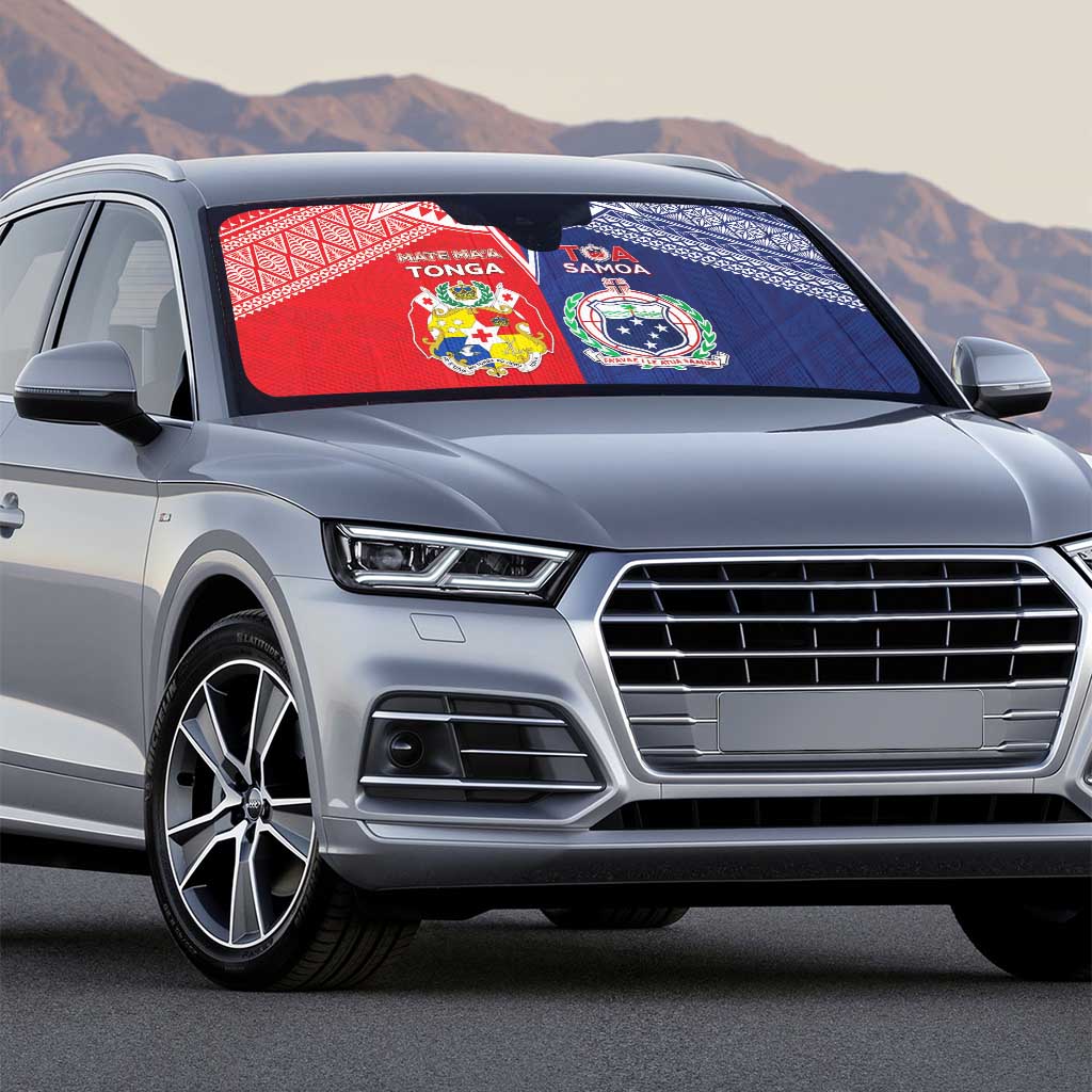 Rugby Samoa And Tonga Auto Sun Shade Toa Samoa With Mate Maa - Polynesian Pride