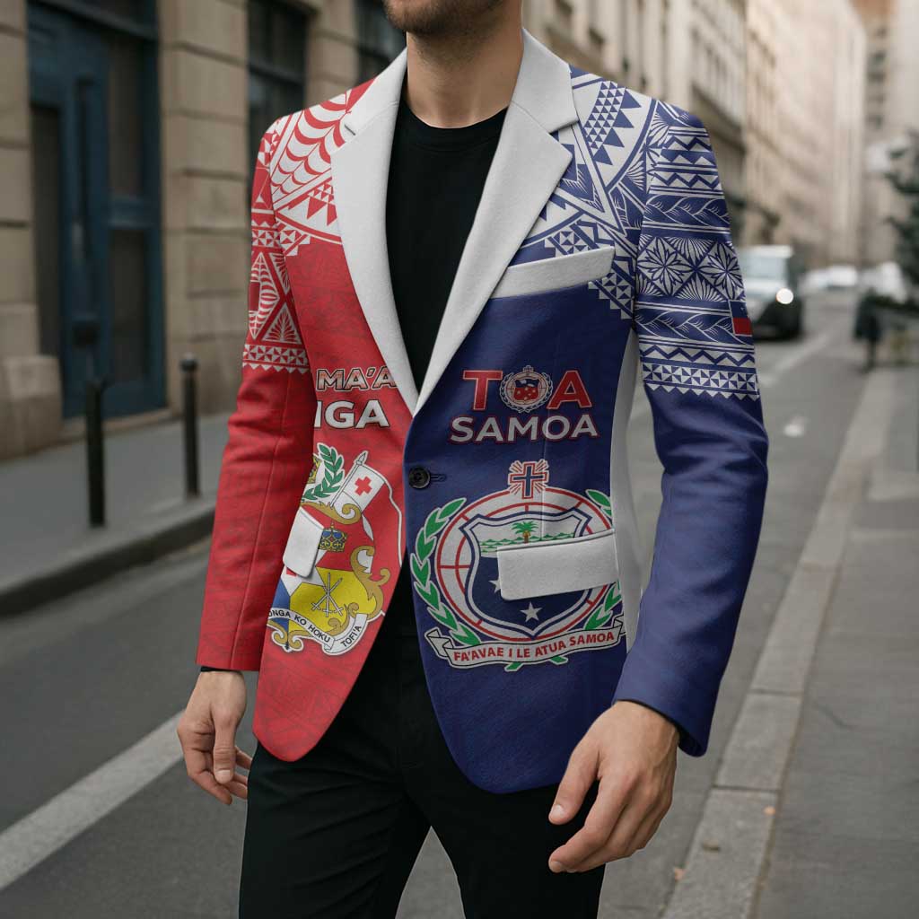 Custom Rugby Samoa And Tonga Blazer Toa Samoa With Mate Maa LT05 - Polynesian Pride