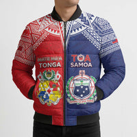 Custom Rugby Samoa And Tonga Bomber Puffer Jacket Toa Samoa With Mate Maa LT05 - Polynesian Pride