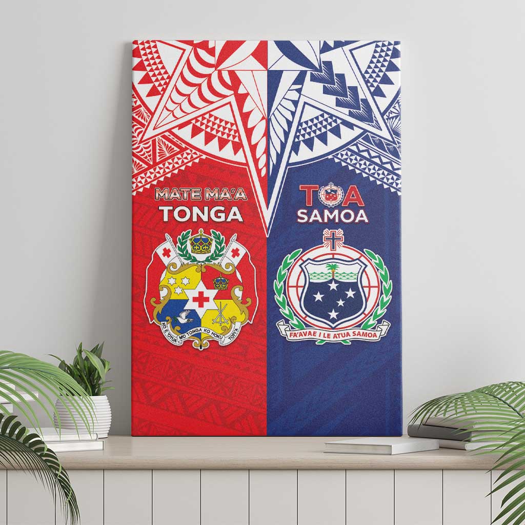 Rugby Samoa And Tonga Canvas Wall Art Toa Samoa With Mate Maa LT05 - Polynesian Pride