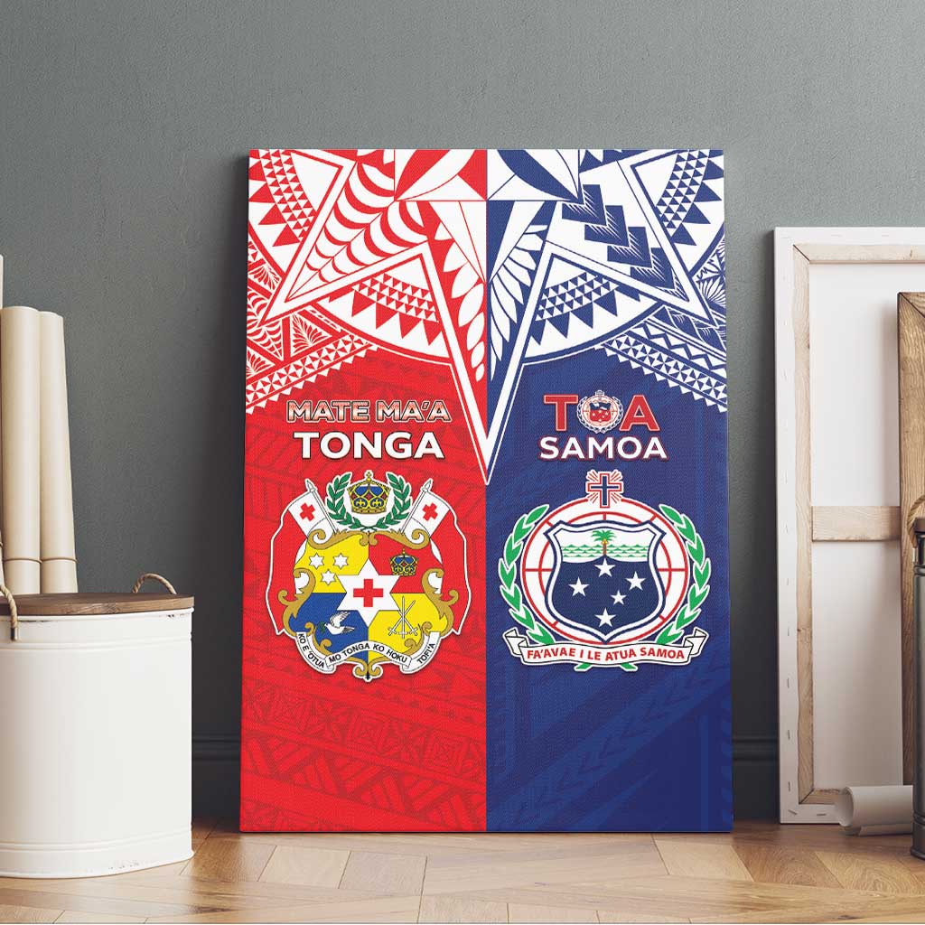Rugby Samoa And Tonga Canvas Wall Art Toa Samoa With Mate Maa LT05 - Polynesian Pride