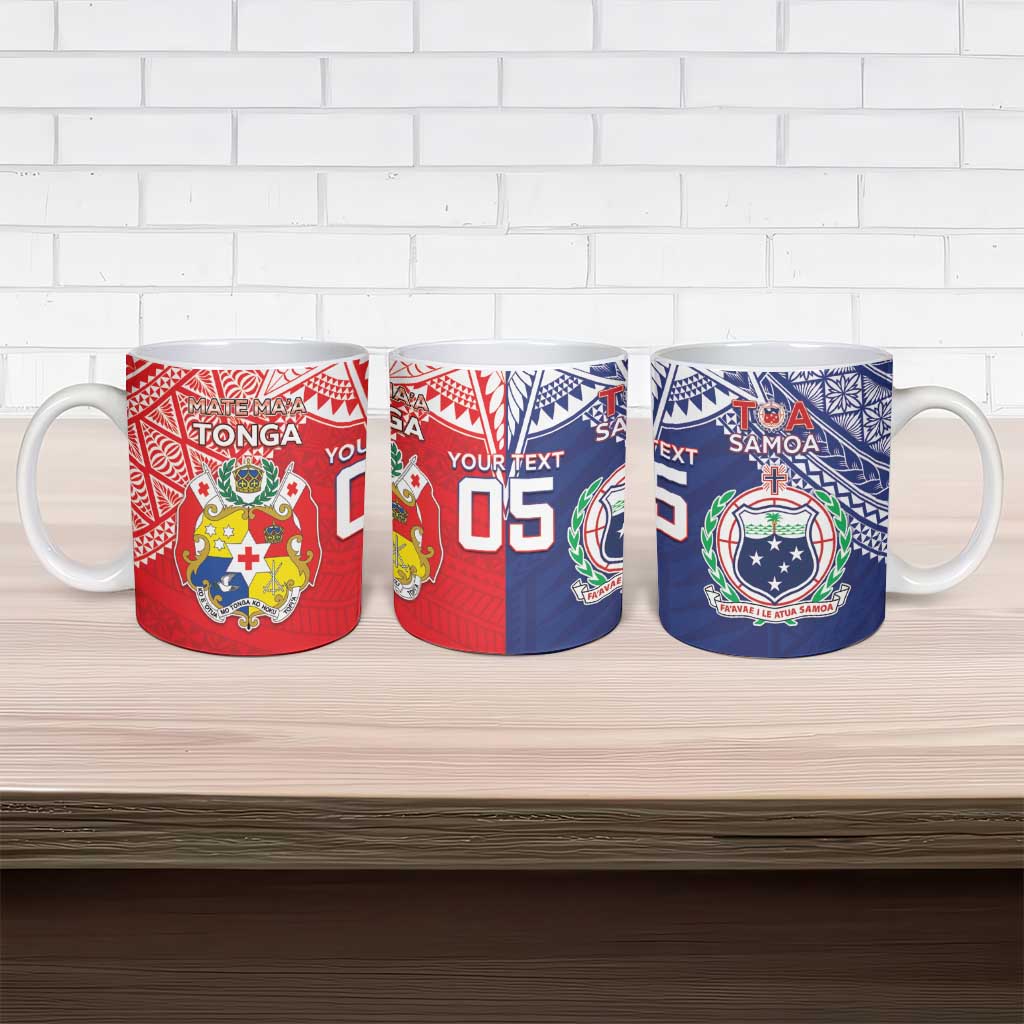 Custom Rugby Samoa And Tonga Ceramic Mug Toa Samoa With Mate Maa LT05 - Polynesian Pride