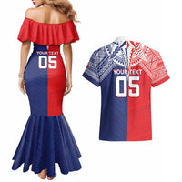 Custom Rugby Samoa And Tonga Couples Matching Mermaid Dress and Hawaiian Shirt Toa Samoa With Mate Maa LT05 - Polynesian Pride