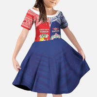 Custom Rugby Samoa And Tonga Family Matching Long Sleeve Bodycon Dress and Hawaiian Shirt Toa Samoa With Mate Maa LT05 Daughter's Dress Multicolor - Polynesian Pride
