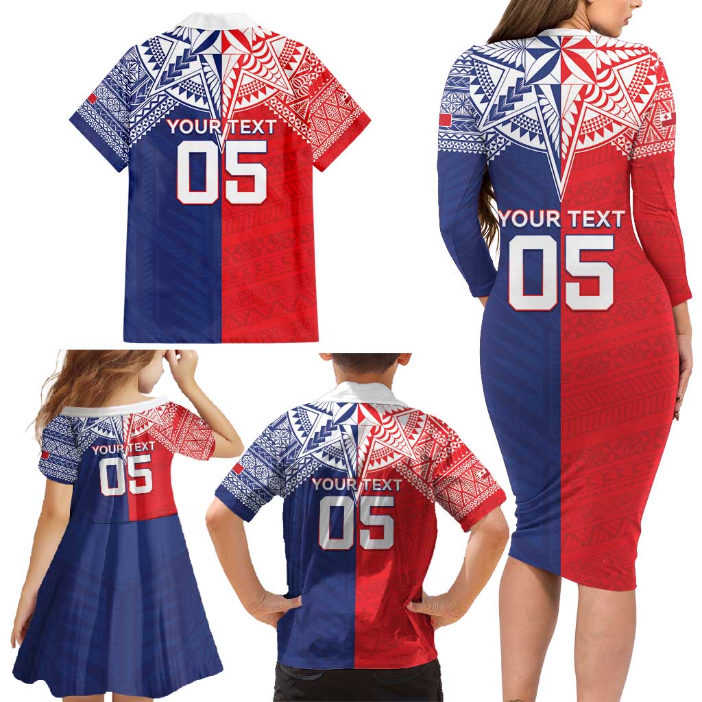 Custom Rugby Samoa And Tonga Family Matching Long Sleeve Bodycon Dress and Hawaiian Shirt Toa Samoa With Mate Maa LT05 - Polynesian Pride