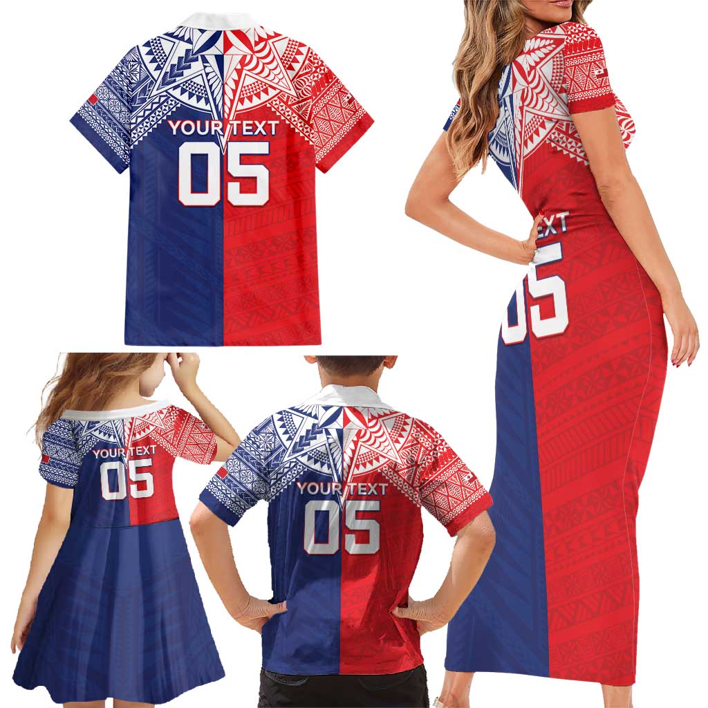 Custom Rugby Samoa And Tonga Family Matching Short Sleeve Bodycon Dress and Hawaiian Shirt Toa Samoa With Mate Maa LT05 - Polynesian Pride