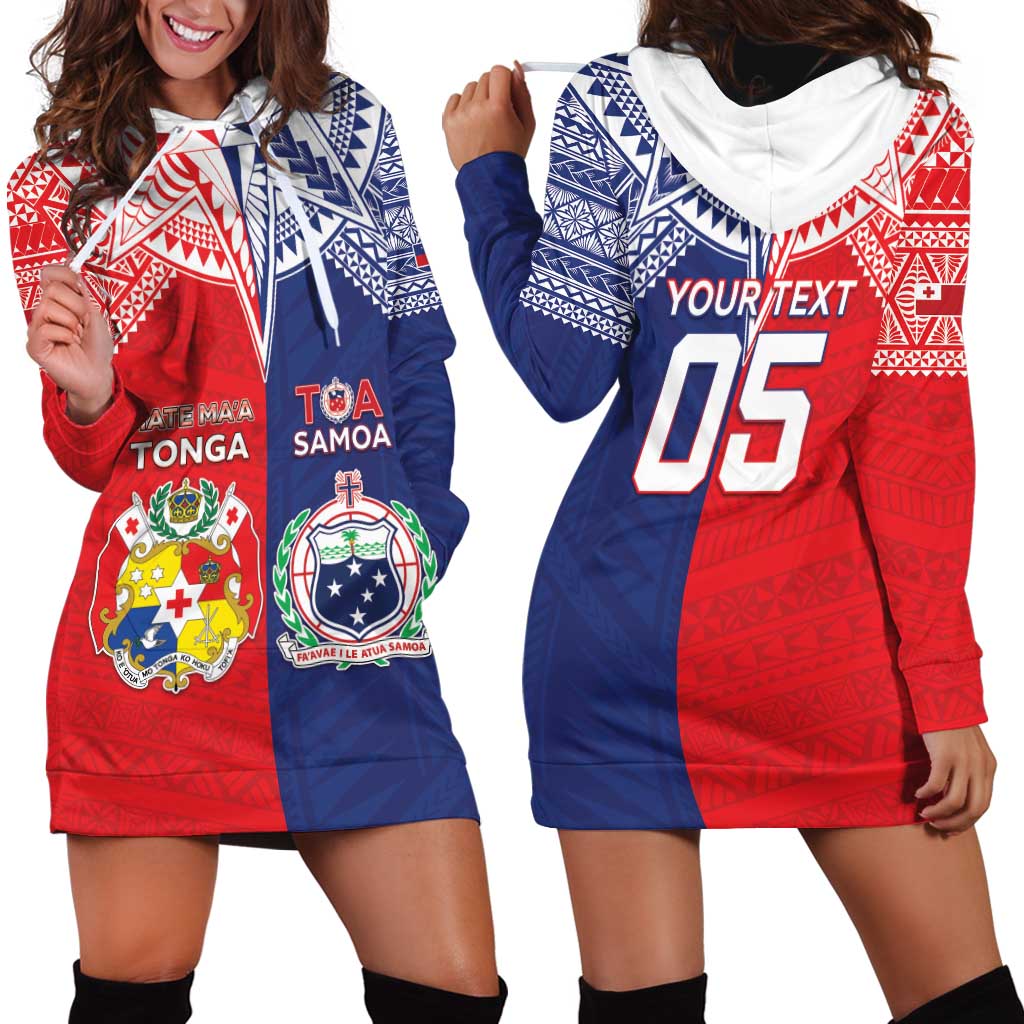 Custom Rugby Samoa And Tonga Hoodie Dress Toa Samoa With Mate Maa LT05 - Polynesian Pride