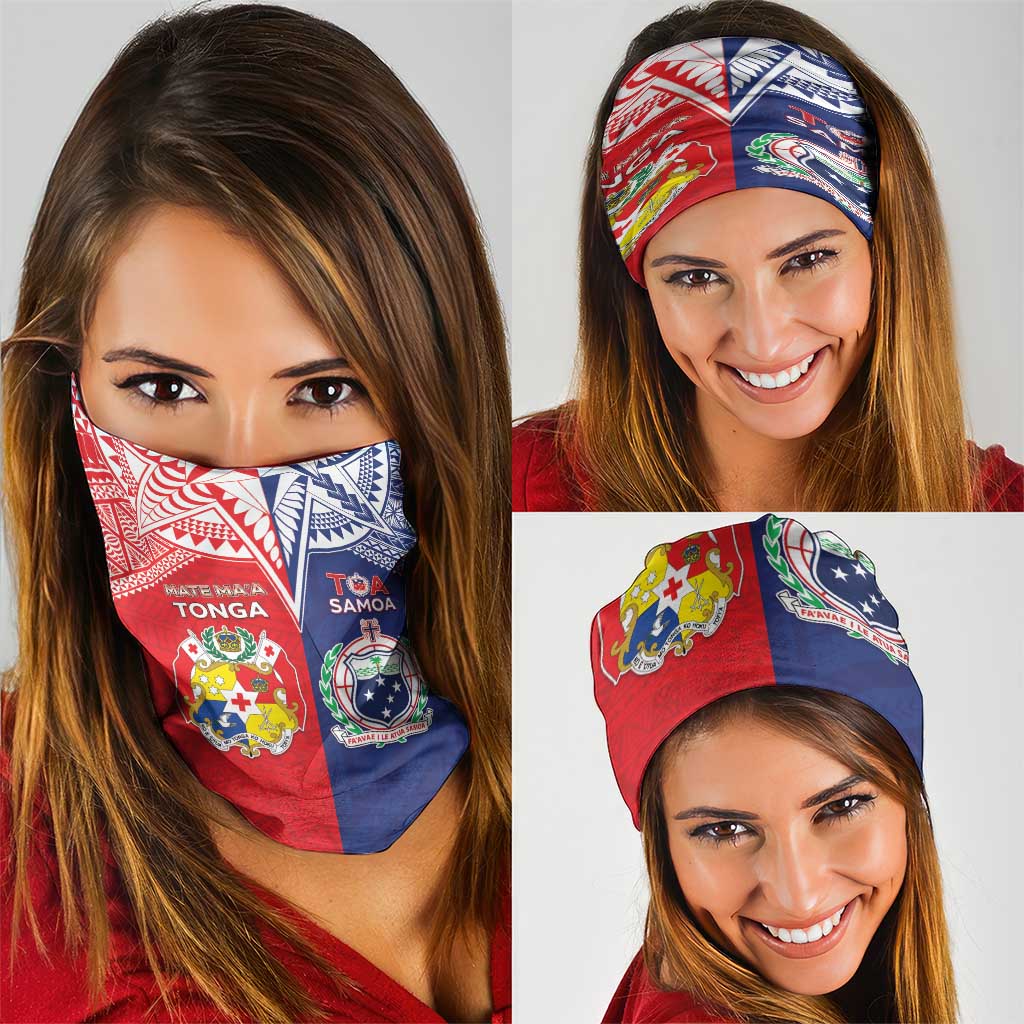 Rugby Samoa And Tonga Neck Gaiter Toa Samoa With Mate Maa - Polynesian Pride