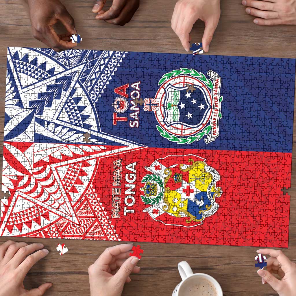Rugby Samoa And Tonga Puzzle Toa Samoa With Mate Maa - Polynesian Pride