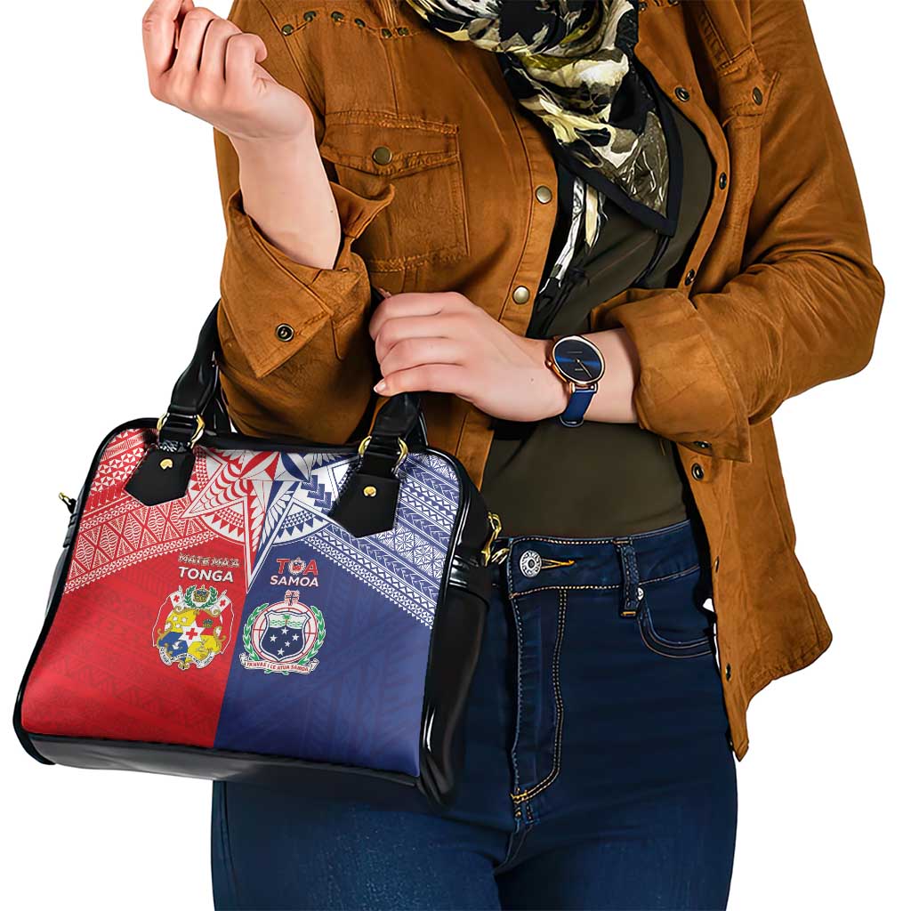 Rugby Samoa And Tonga Shoulder Handbag Toa Samoa With Mate Maa - Polynesian Pride