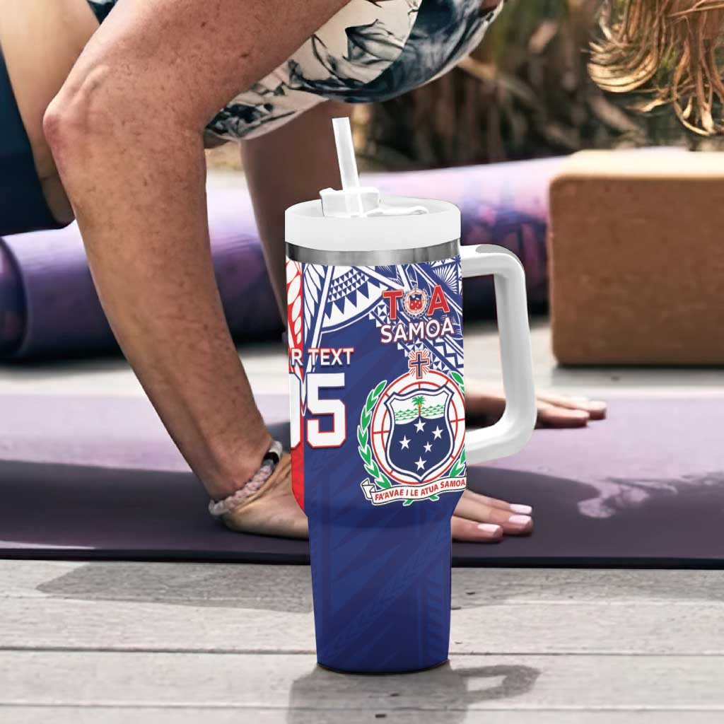 Custom Rugby Samoa And Tonga Tumbler With Handle Toa Samoa With Mate Maa - Polynesian Pride