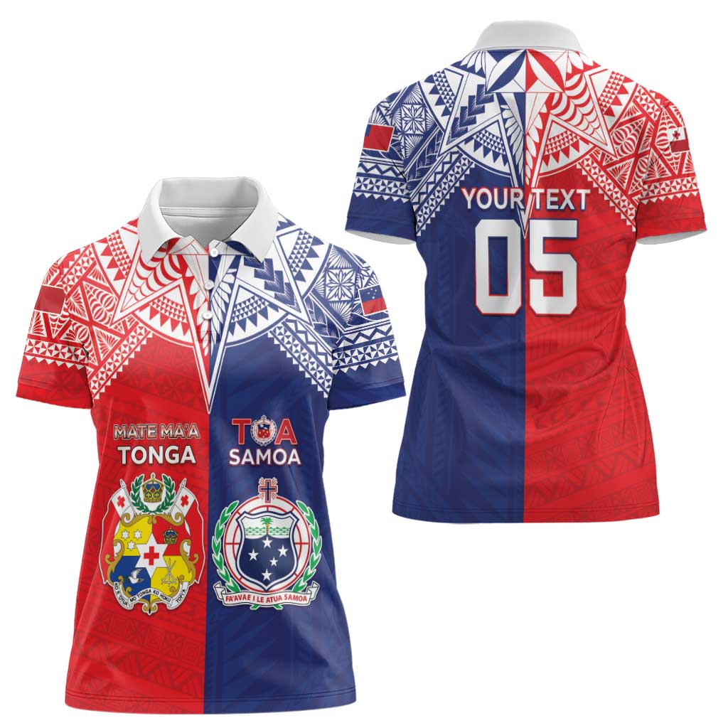 Custom Rugby Samoa And Tonga Women Polo Shirt Toa Samoa With Mate Maa LT05 - Polynesian Pride