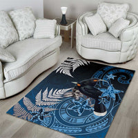 New Zealand Huia Bird Area Rug Aotearoa Maori Pattern
