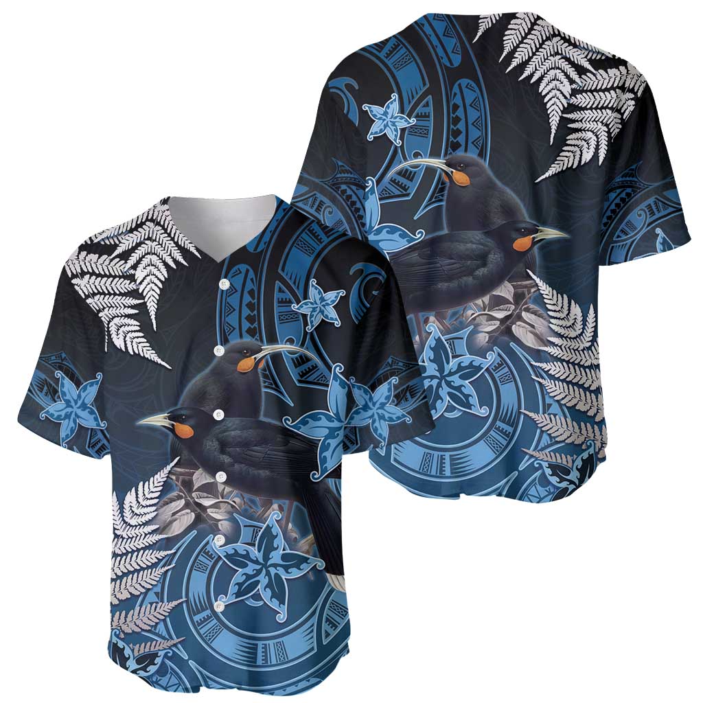 New Zealand Huia Bird Baseball Jersey Aotearoa Maori Pattern