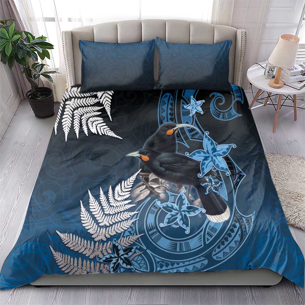 New Zealand Huia Bird Bedding Set Aotearoa Maori Pattern