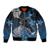 New Zealand Huia Bird Bomber Jacket Aotearoa Maori Pattern