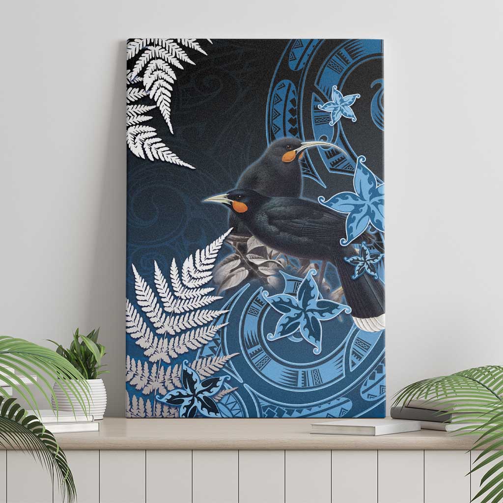 New Zealand Huia Bird Canvas Wall Art Aotearoa Maori Pattern