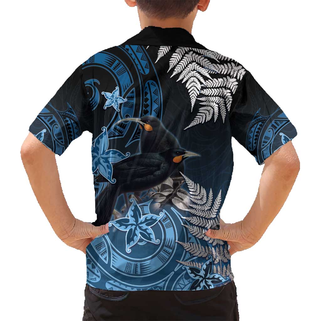 New Zealand Huia Bird Family Matching Summer Maxi Dress and Hawaiian Shirt Aotearoa Maori Pattern