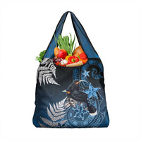 New Zealand Huia Bird Grocery Bag Aotearoa Maori Pattern