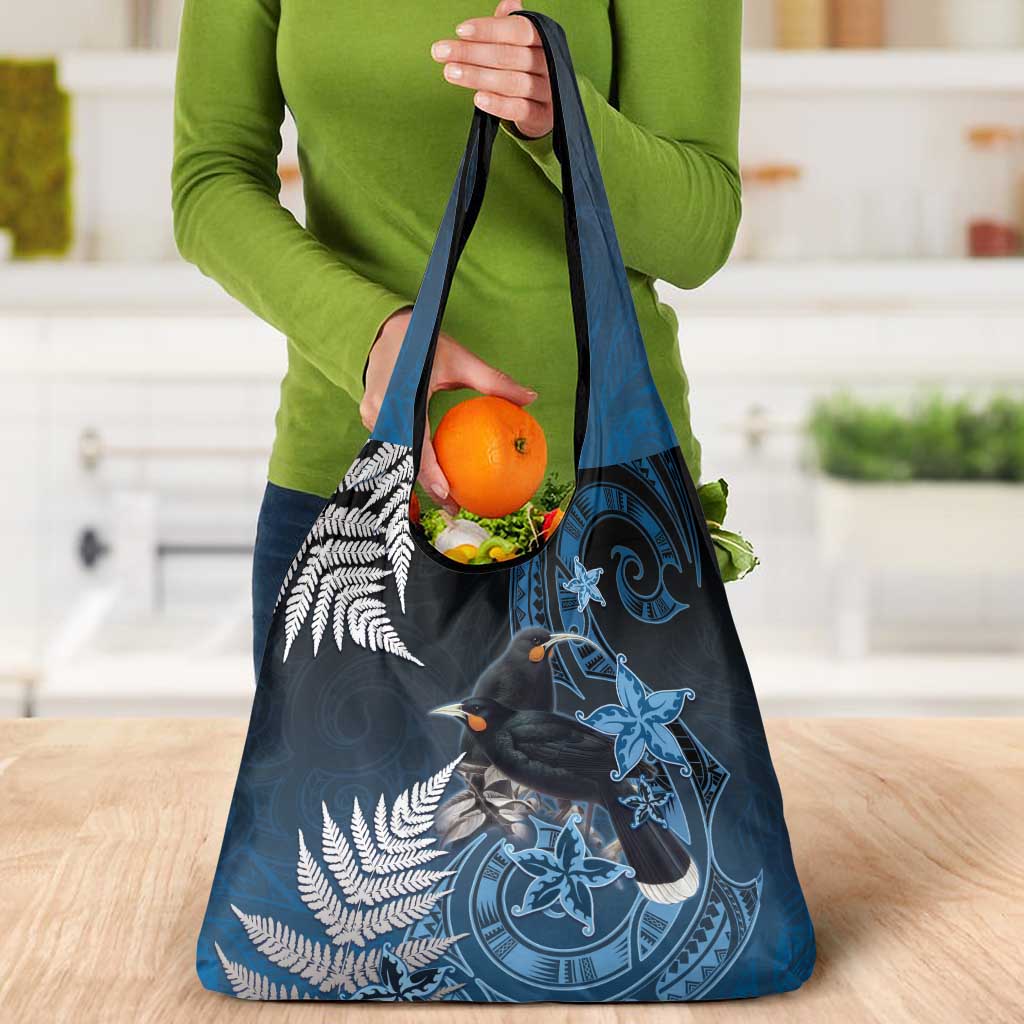 New Zealand Huia Bird Grocery Bag Aotearoa Maori Pattern