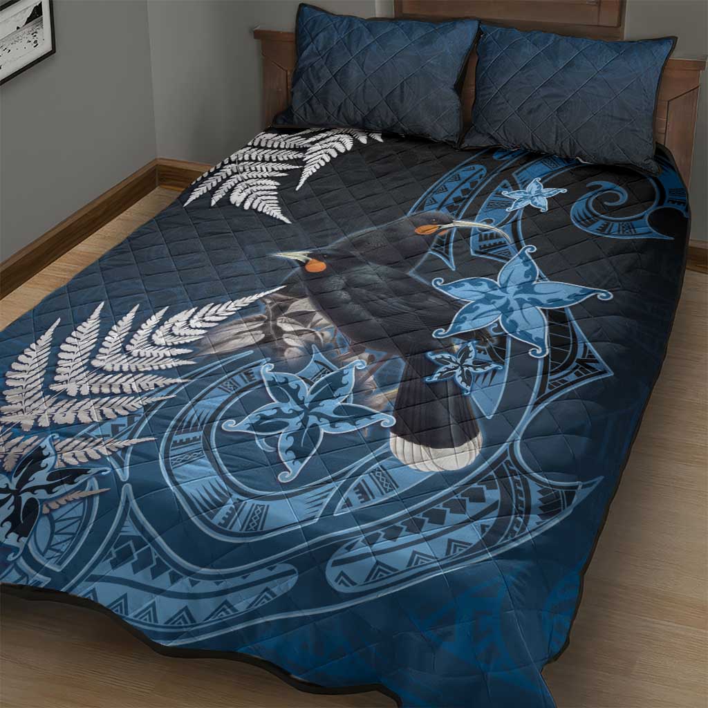 New Zealand Huia Bird Quilt Bed Set Aotearoa Maori Pattern
