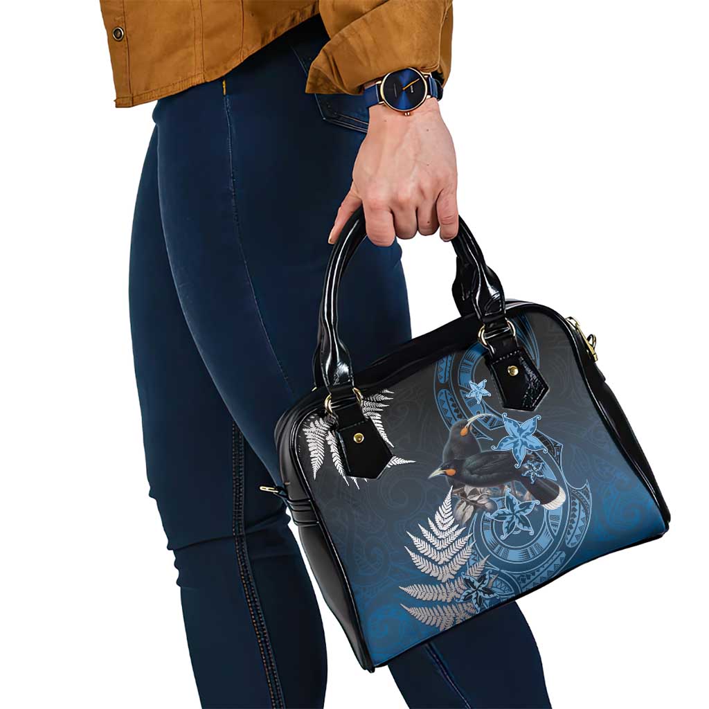 New Zealand Huia Bird Shoulder Handbag Aotearoa Maori Pattern