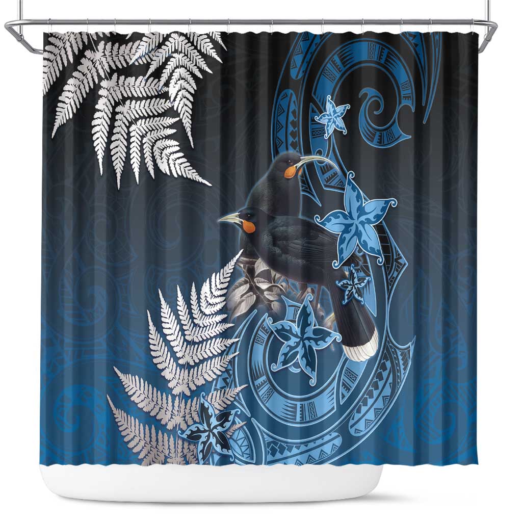 New Zealand Huia Bird Shower Curtain Aotearoa Maori Pattern