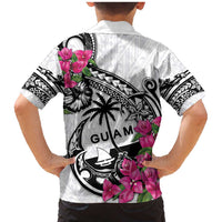Guam Chamorro Family Matching Mermaid Dress and Hawaiian Shirt Bougainvillea White Polynesian Tribal Pattern