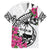 Guam Chamorro Family Matching Off Shoulder Maxi Dress and Hawaiian Shirt Bougainvillea White Polynesian Tribal Pattern