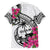 Guam Chamorro Family Matching Off Shoulder Maxi Dress and Hawaiian Shirt Bougainvillea White Polynesian Tribal Pattern