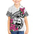Guam Chamorro Family Matching Off Shoulder Maxi Dress and Hawaiian Shirt Bougainvillea White Polynesian Tribal Pattern
