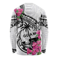 Guam Chamorro Long Sleeve Shirt Bougainvillea White Polynesian Tribal Pattern