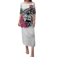 Guam Chamorro Puletasi Bougainvillea White Polynesian Tribal Pattern