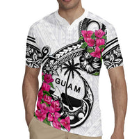 Guam Chamorro Rugby Jersey Bougainvillea White Polynesian Tribal Pattern