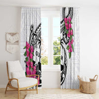 Guam Chamorro Window Curtain Bougainvillea White Polynesian Tribal Pattern