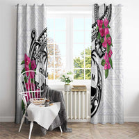 Guam Chamorro Window Curtain Bougainvillea White Polynesian Tribal Pattern
